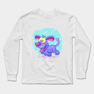 Blue puppy walking Long Sleeve T-Shirt